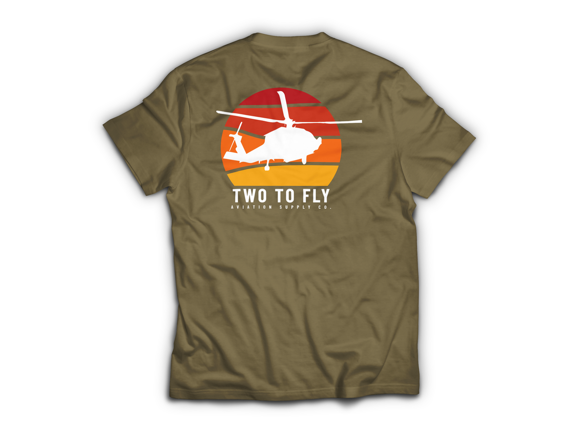 Navy Hawk Sunset T-Shirt — Tan499, back