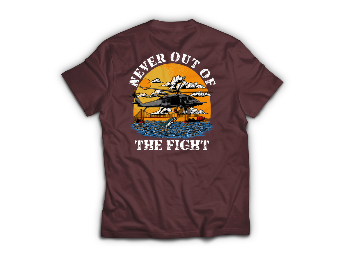 Never Out T-Shirt — Maroon, back