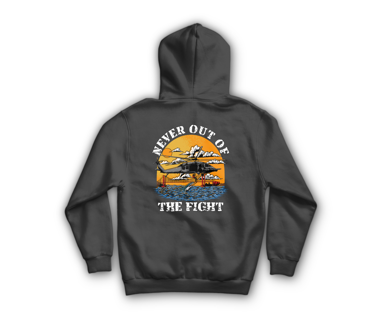 Never Out Zip Hoodie — Dark Heather, back