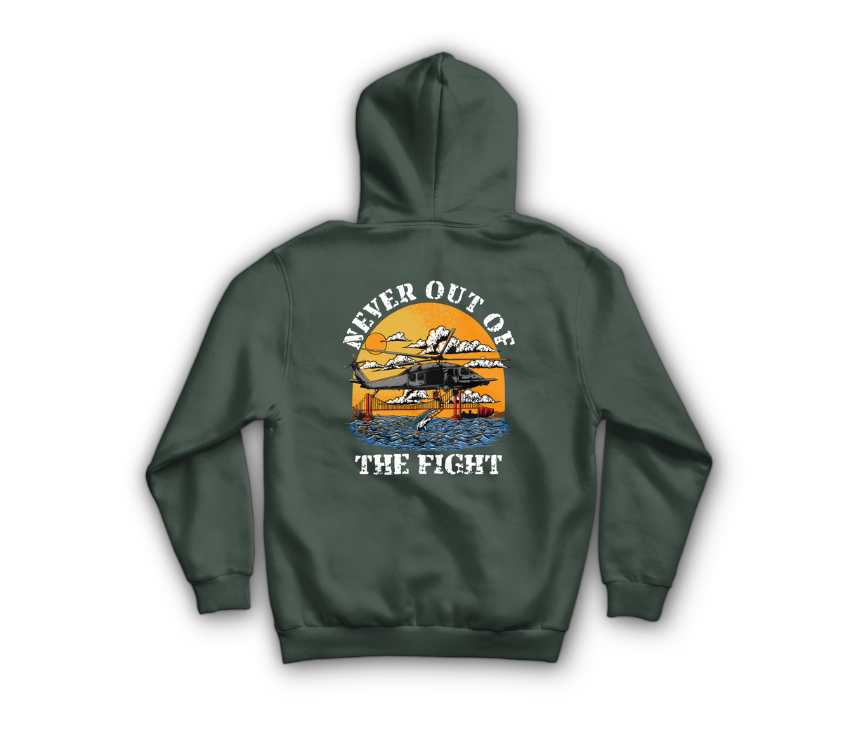 Never Out Zip Hoodie — Forrest Green, back
