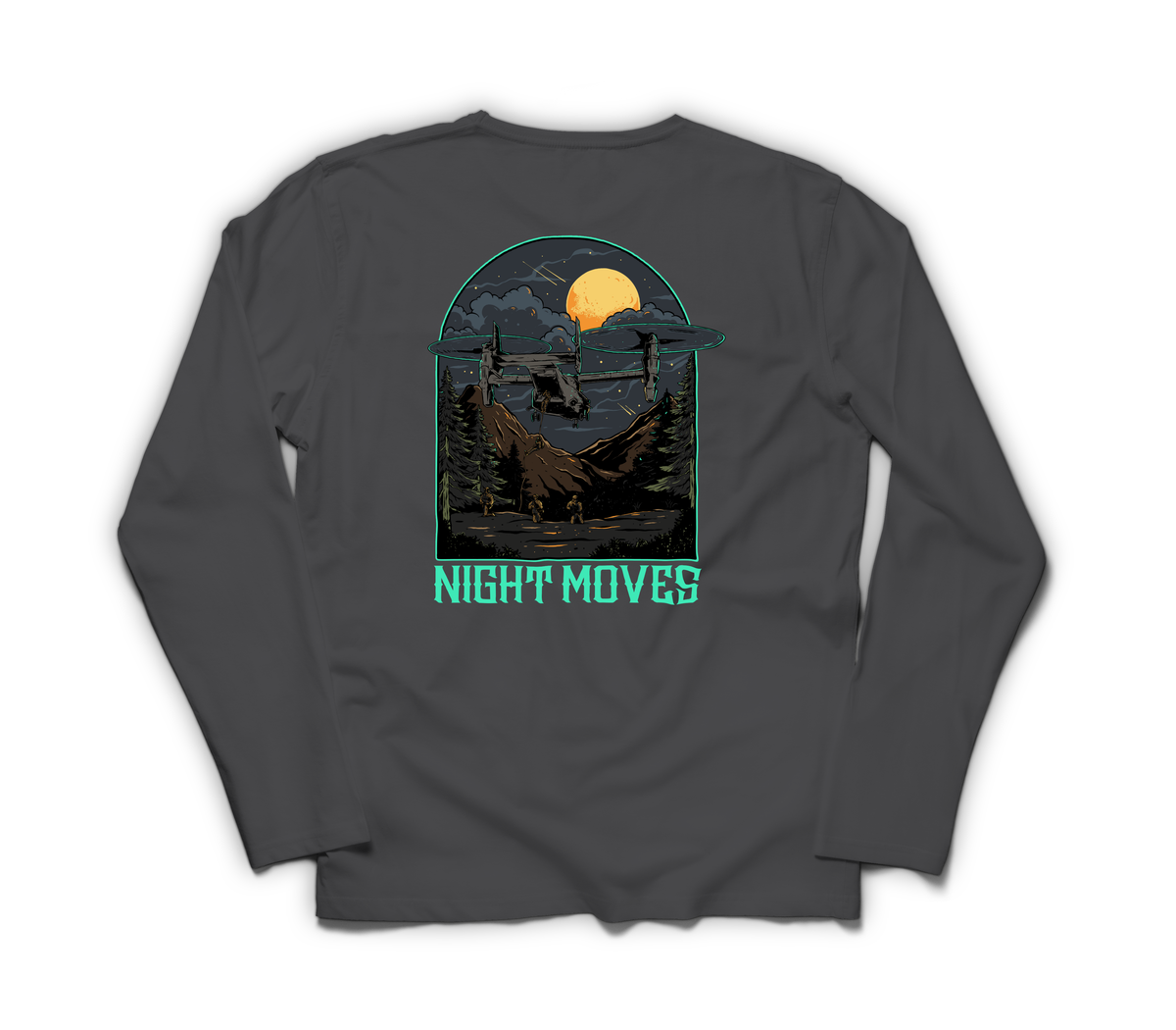 Night Moves Long Sleeve — Dark Heather, back