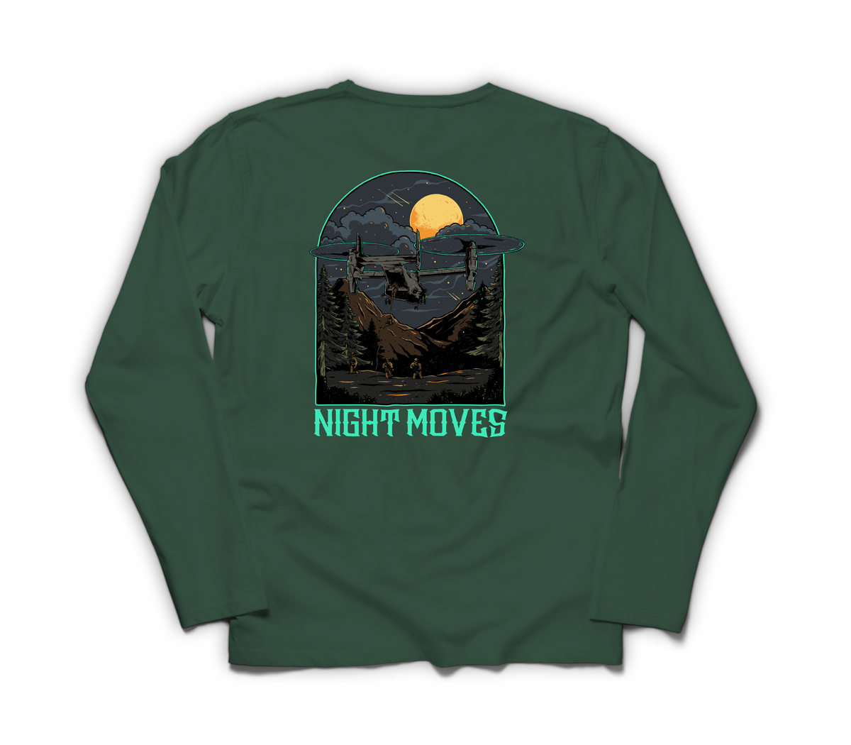 Night Moves Long Sleeve — Forrest Green, back