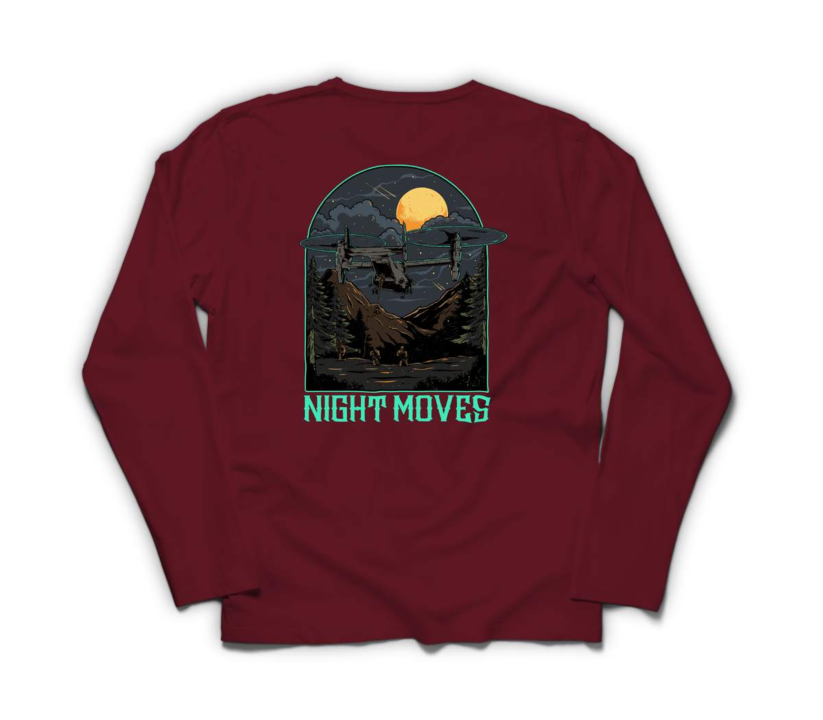 Night Moves Long Sleeve — Maroon, back