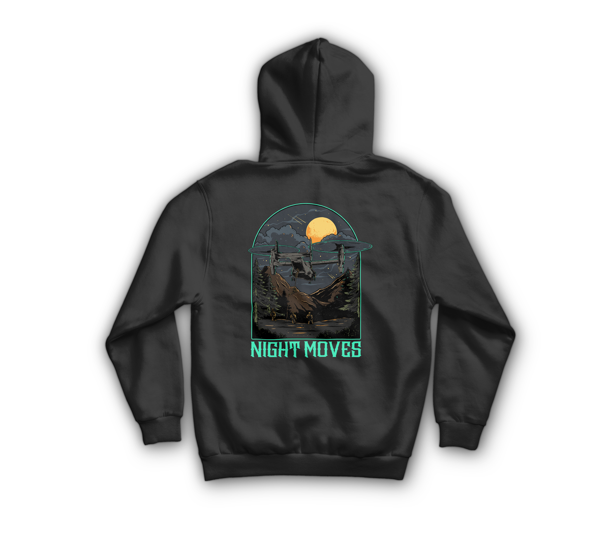 Night Moves Hoodie — Black, back