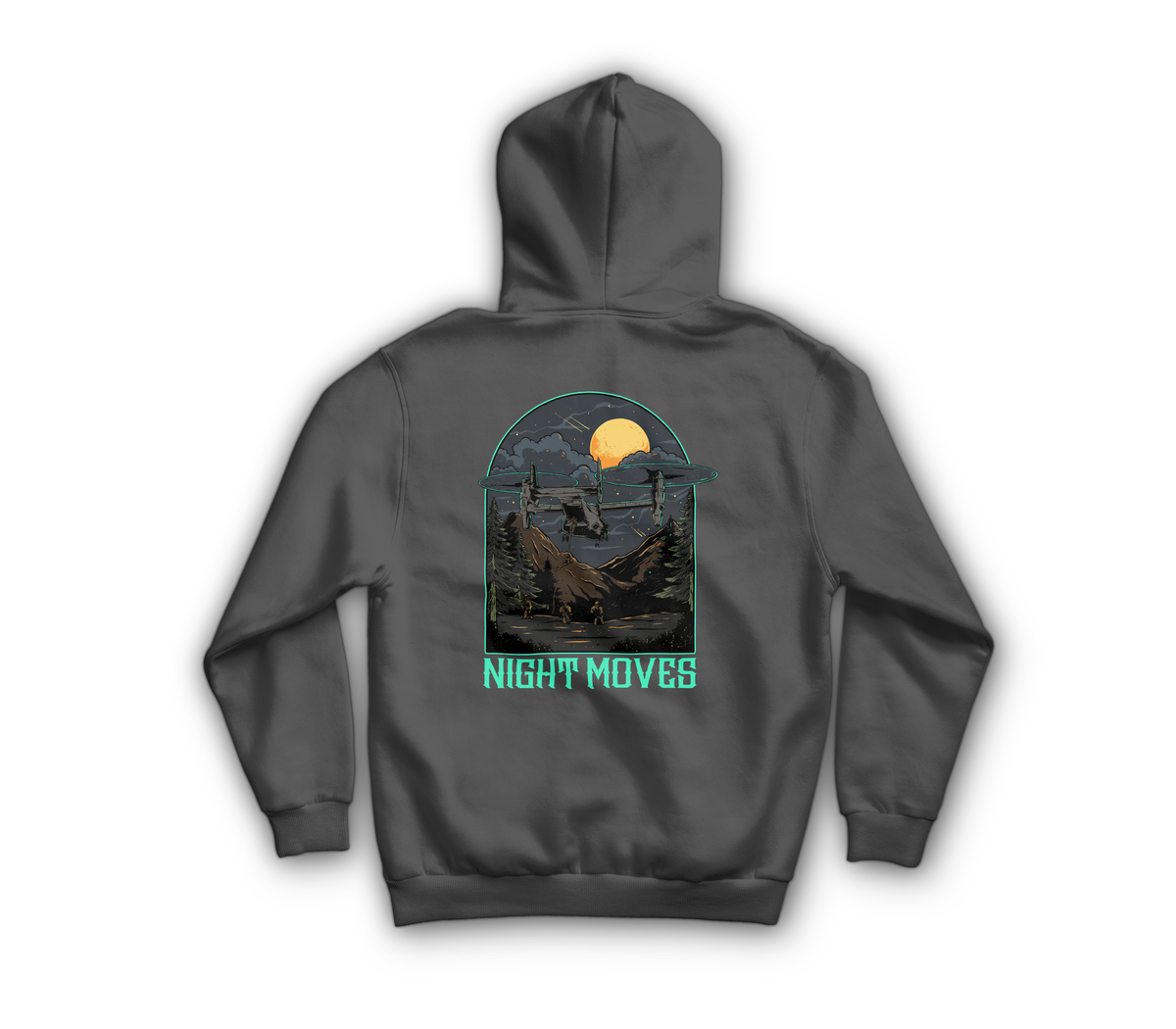 Night Moves Hoodie — Charcoal, back
