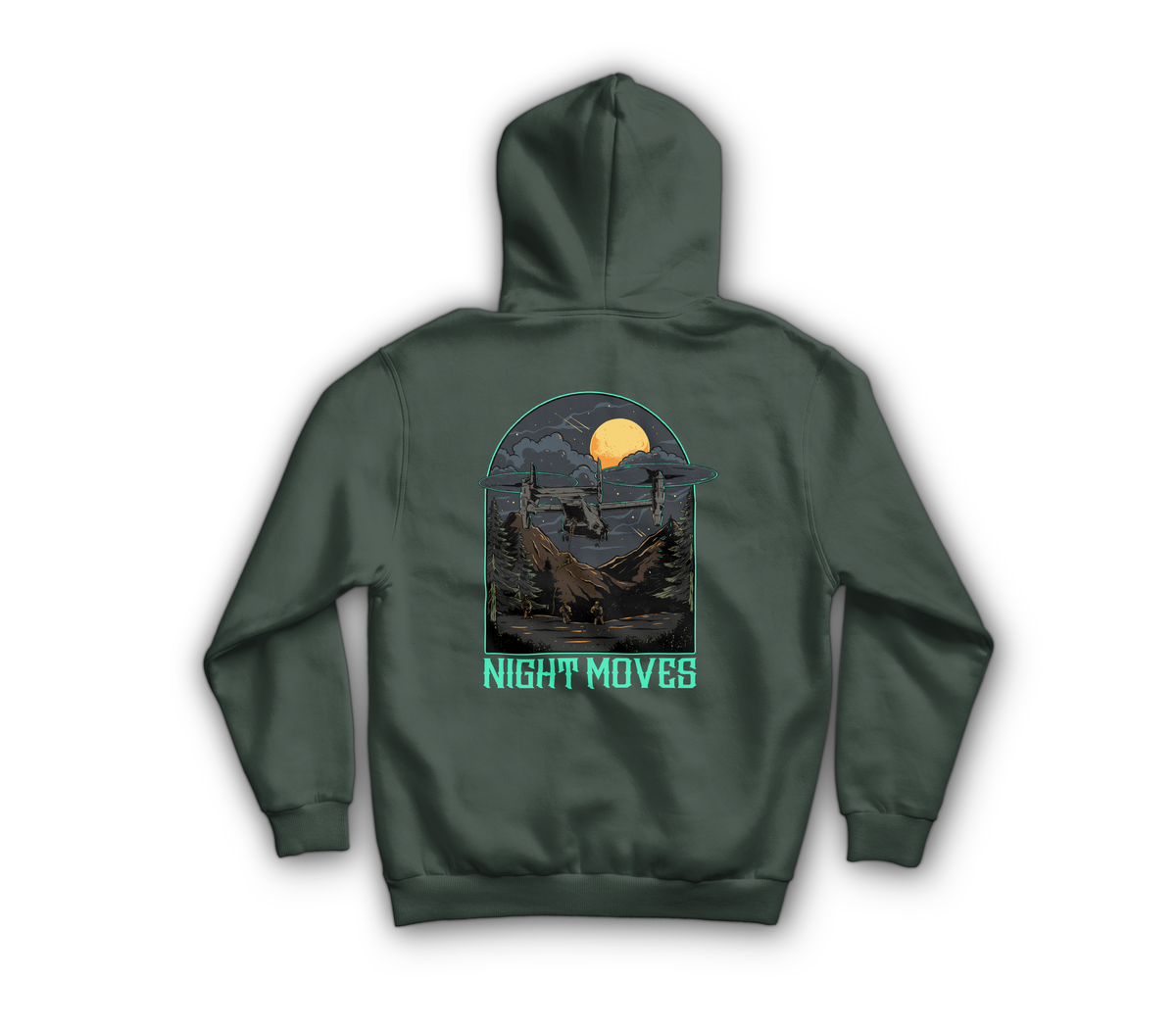 Night Moves Hoodie — Forrest Green, back