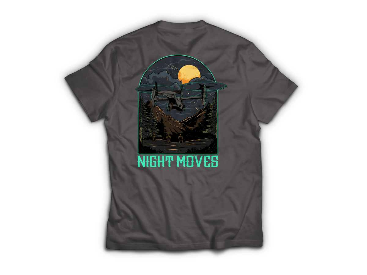 Night Moves T-Shirt — Charcoal, back