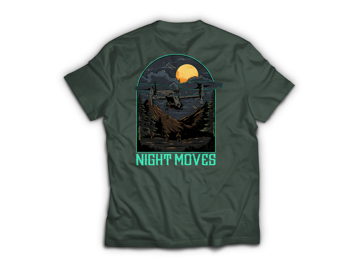 Night Moves T-Shirt — Forrest Green, back