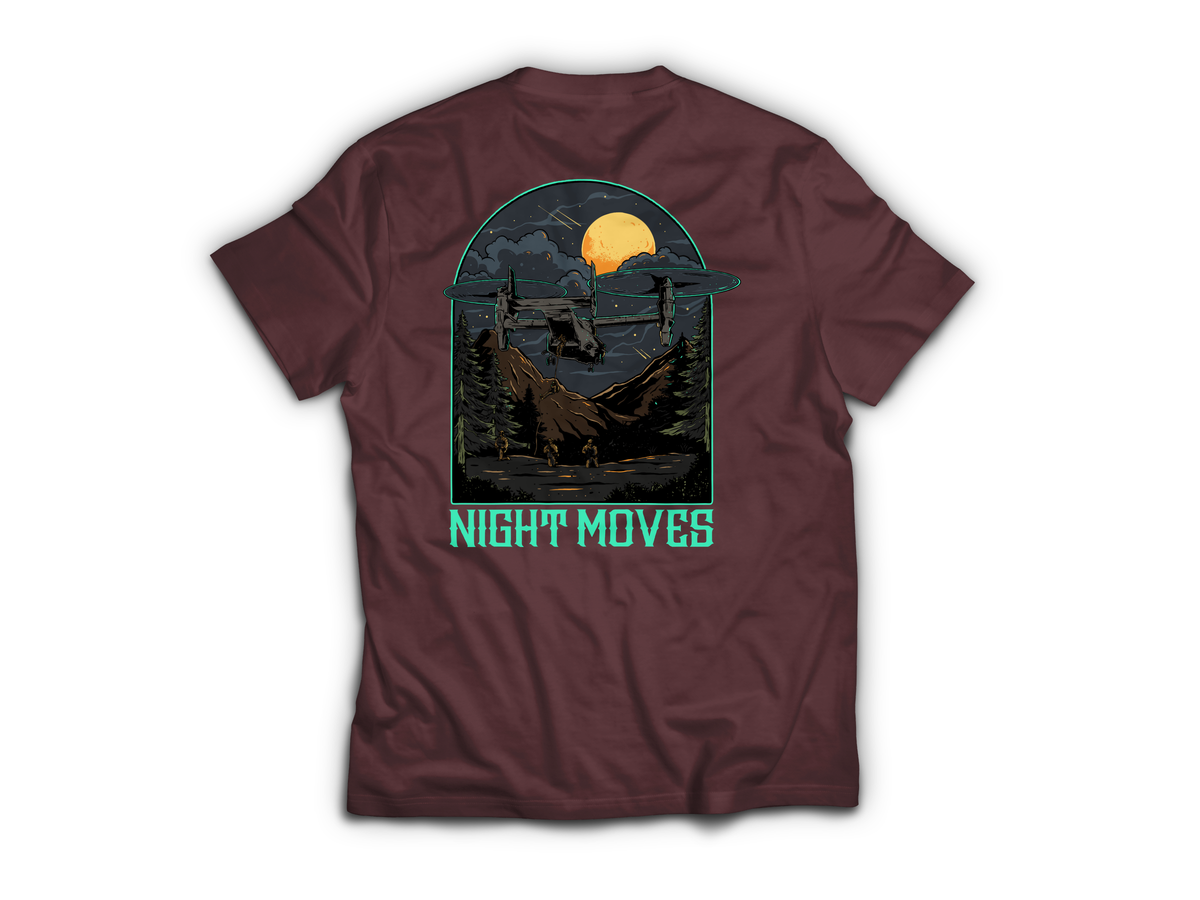 Night Moves T-Shirt — Maroon, back