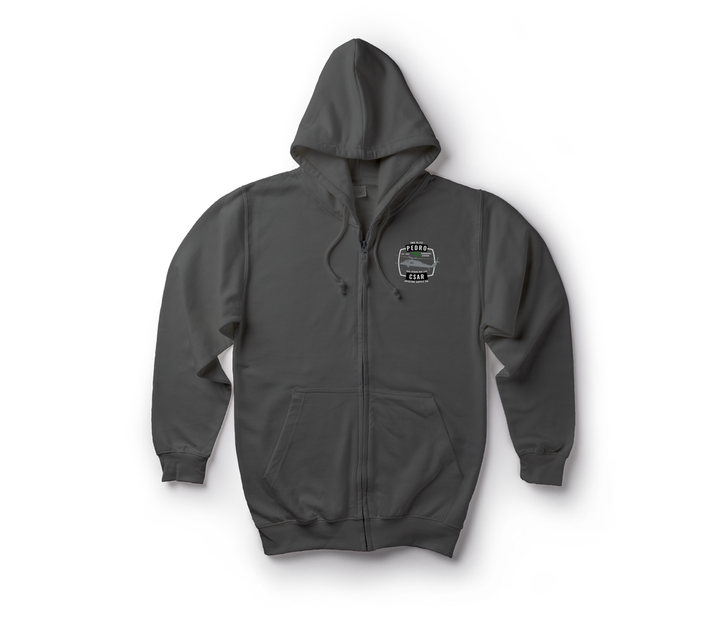 Pedro CSAR Zip Hoodie — Dark Heather, front