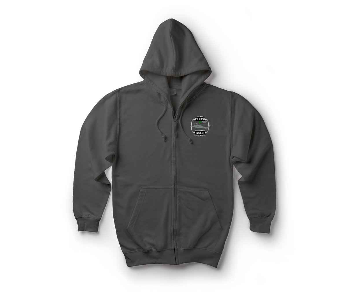 Pedro CSAR Zip Hoodie — Dark Heather, front