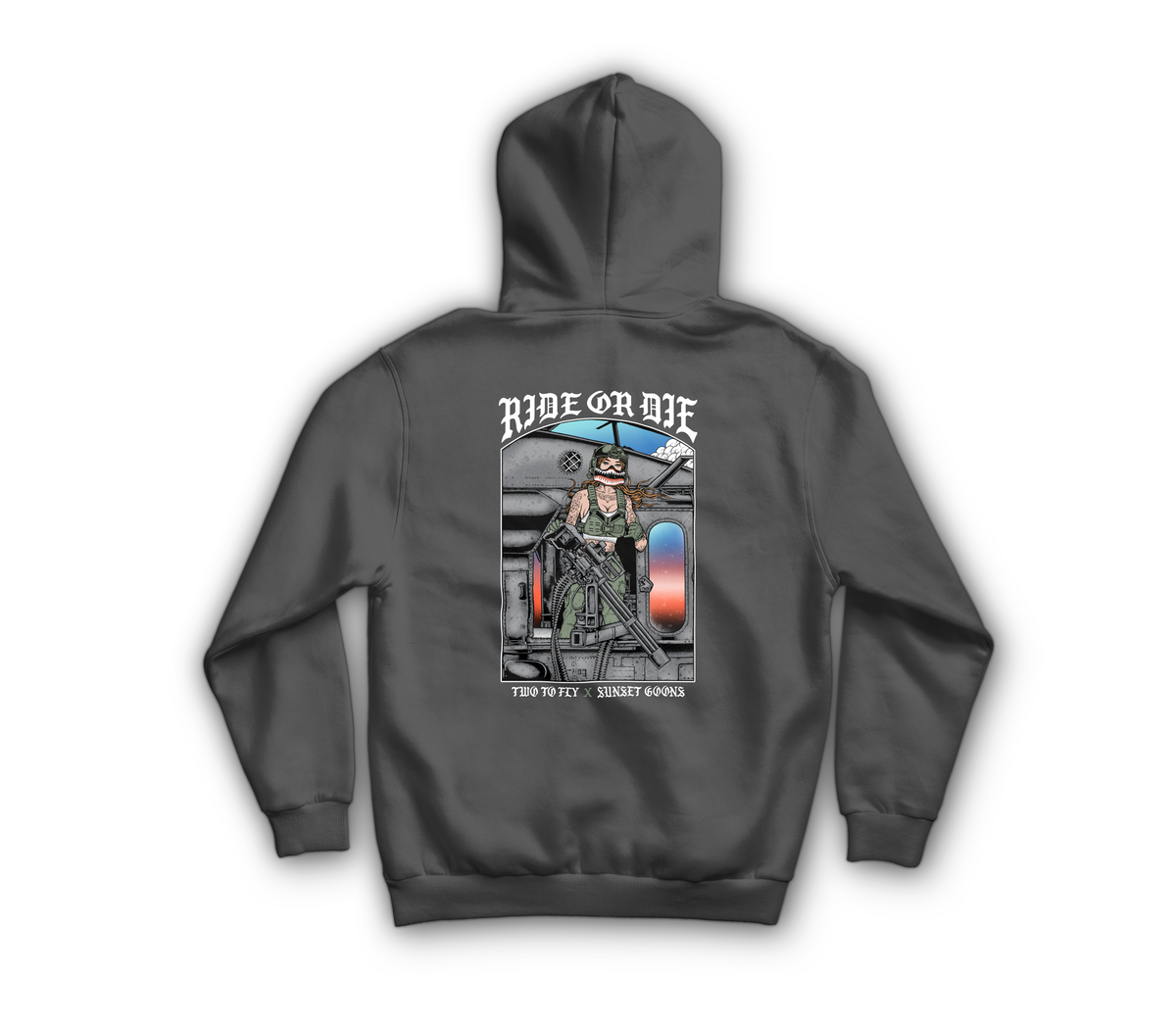 Ride Or Die Hoodie — Charcoal, back