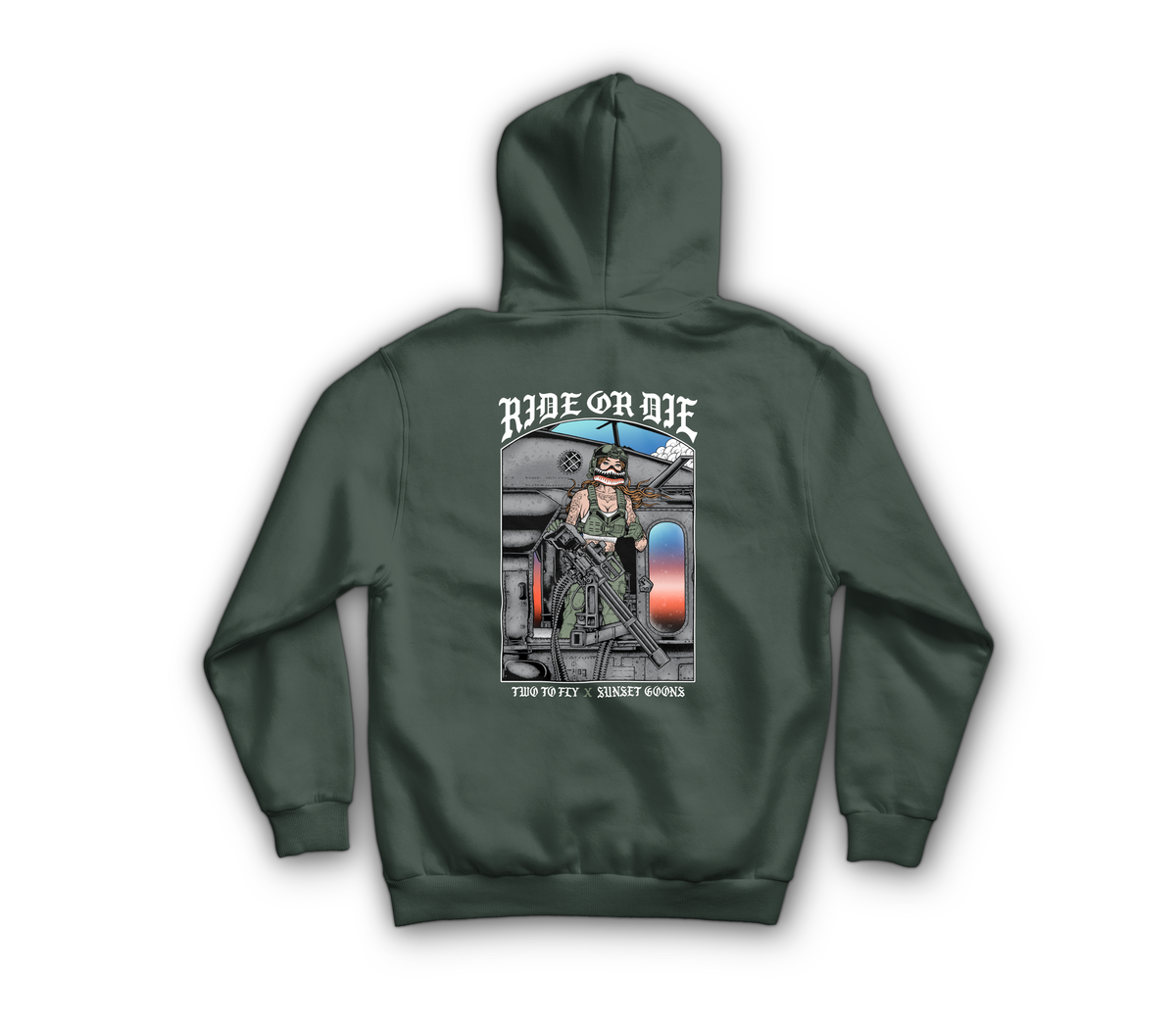 Ride Or Die Hoodie — Forrest Green, back