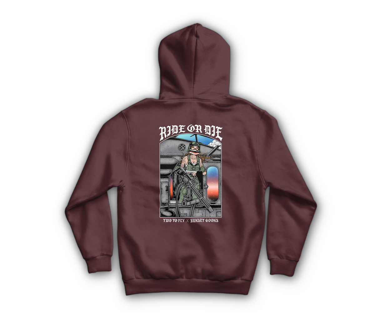Ride Or Die Hoodie — Maroon, back