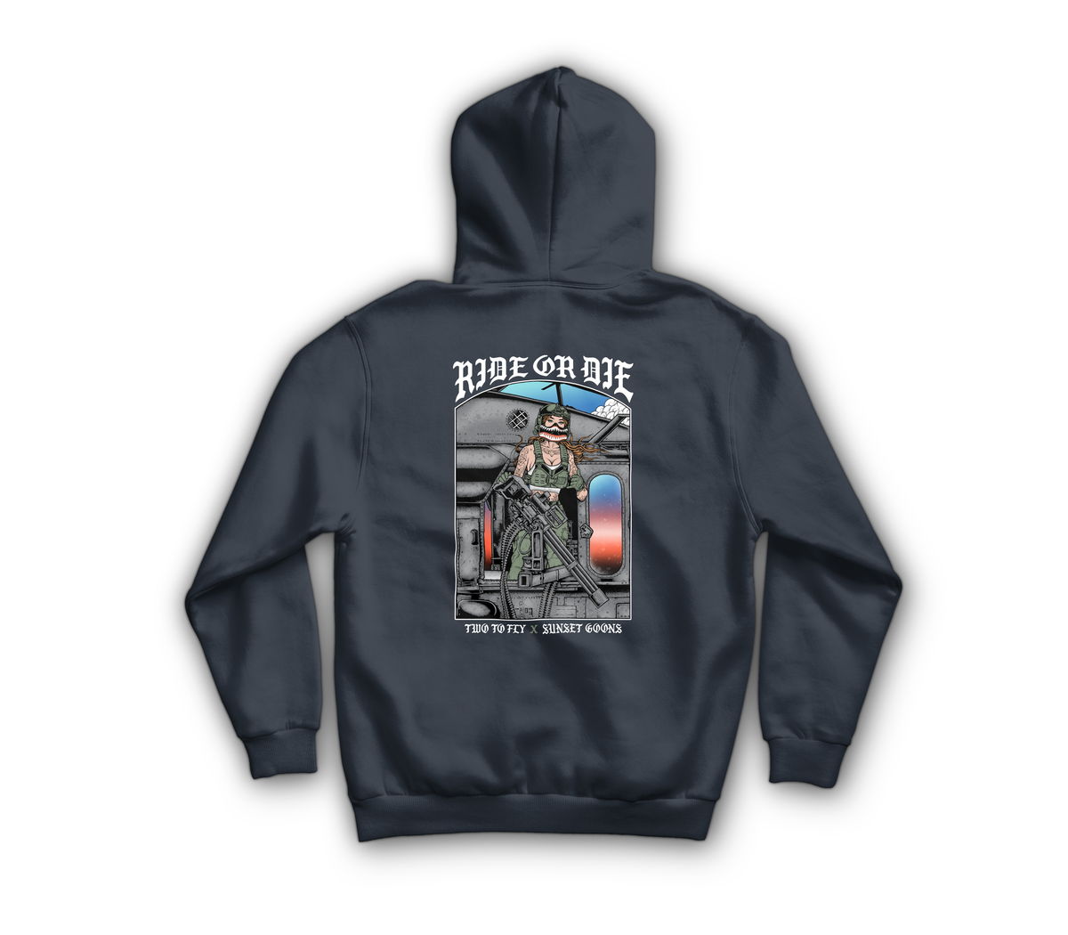Ride Or Die Hoodie — Navy, back