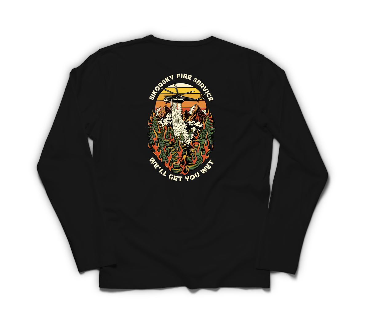 Sky Crane Fire Service Long Sleeve — Black, back