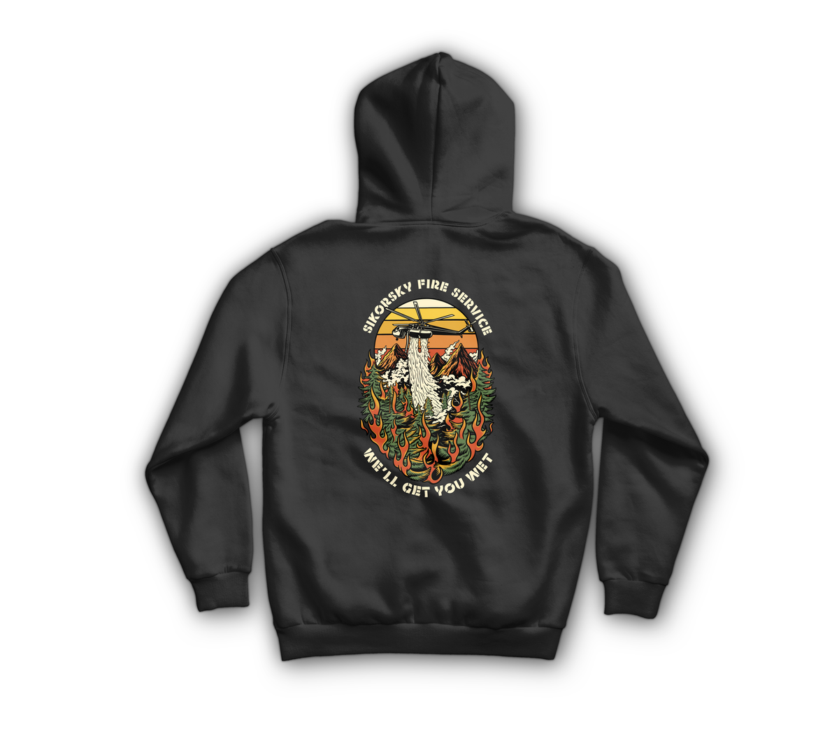 Skycrane Fire Service Hoodie — Black, back