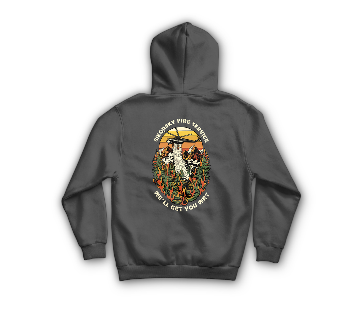 Skycrane Fire Service Hoodie — Charcoal, back