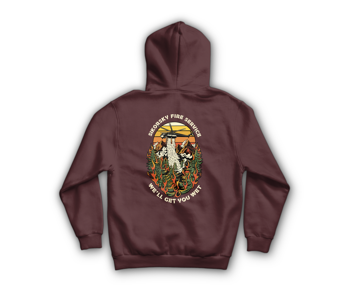 Skycrane Fire Service Hoodie — Maroon, back