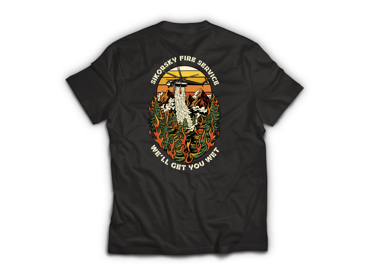 Skycrane Fire Service T-Shirt — Black, back