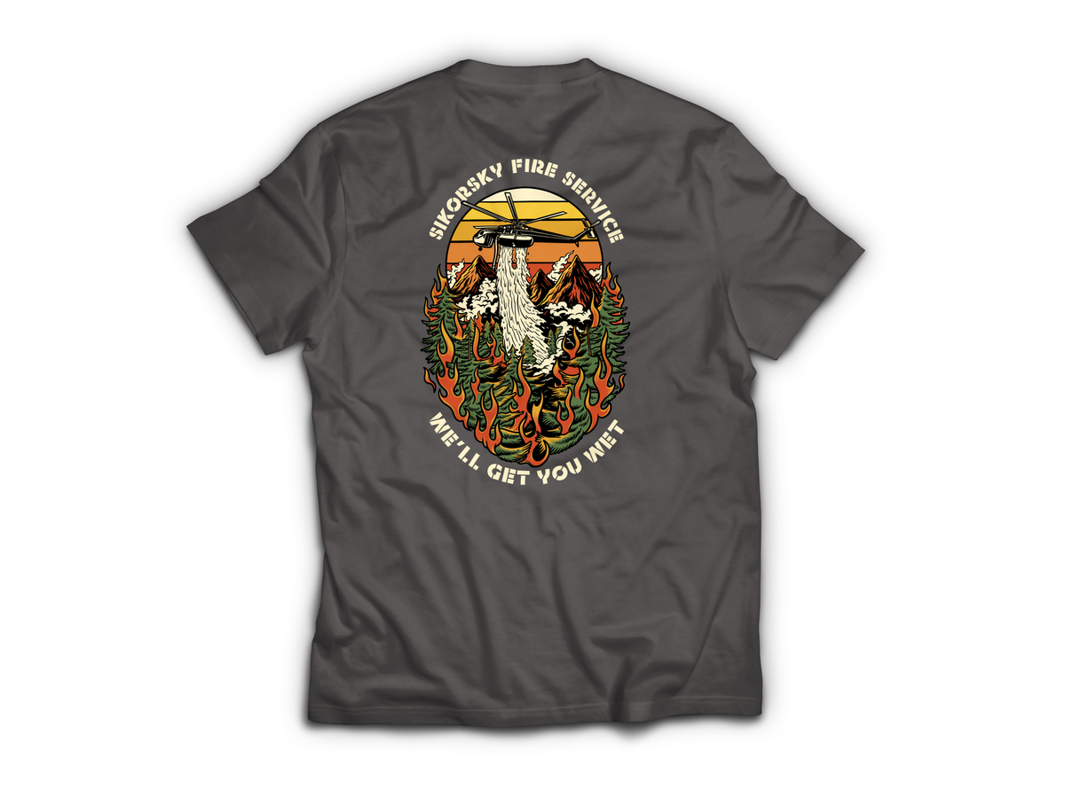 Skycrane Fire Service T-Shirt — Charcoal, back