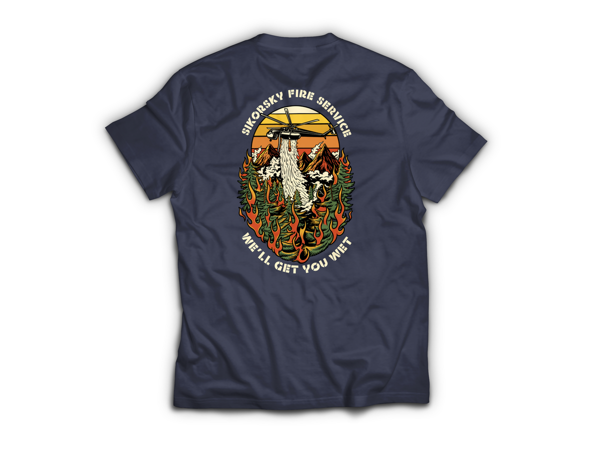 Skycrane Fire Service T-Shirt — Navy, back