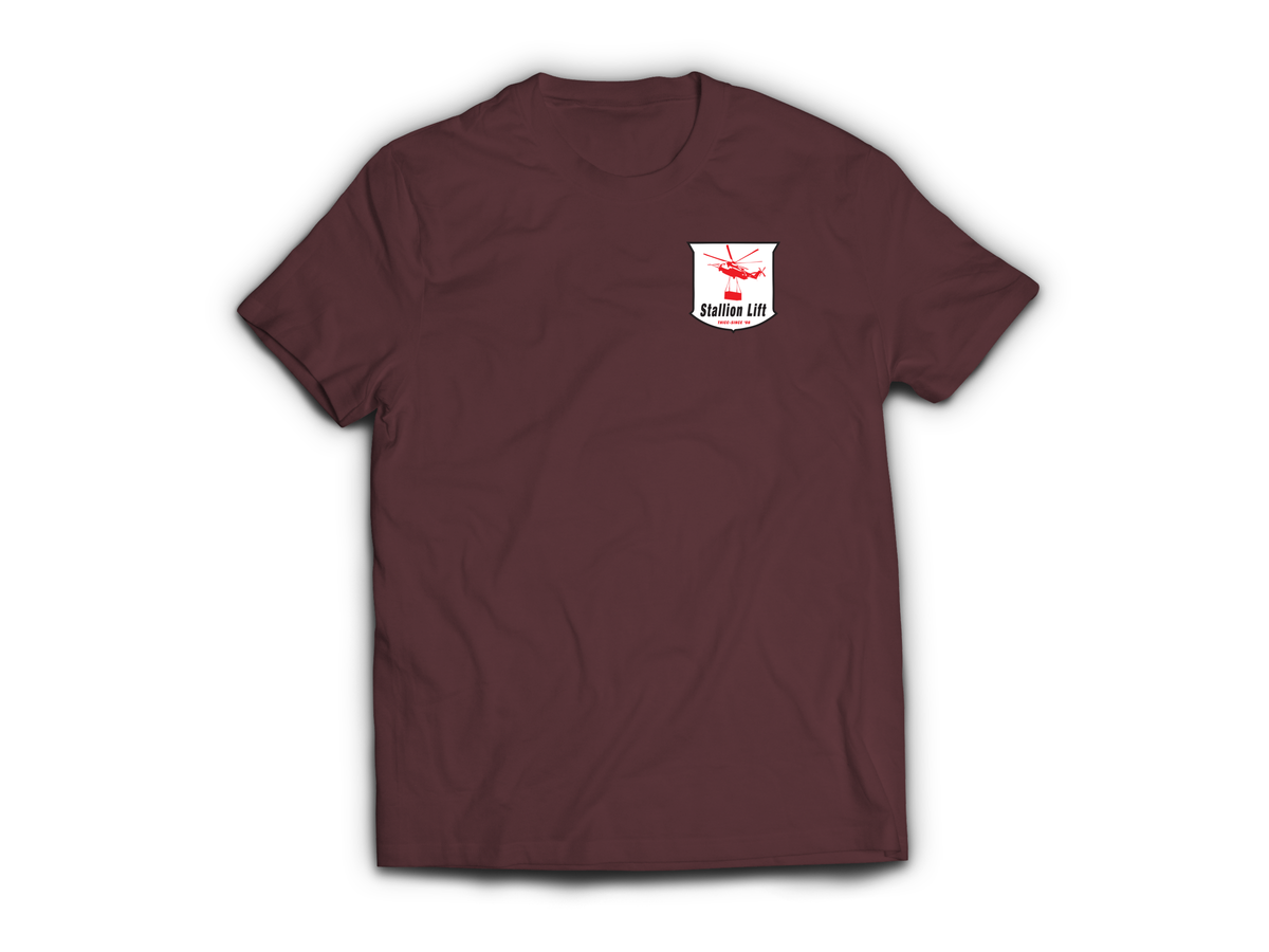 Stallion Lift T-Shirt — Maroon, front