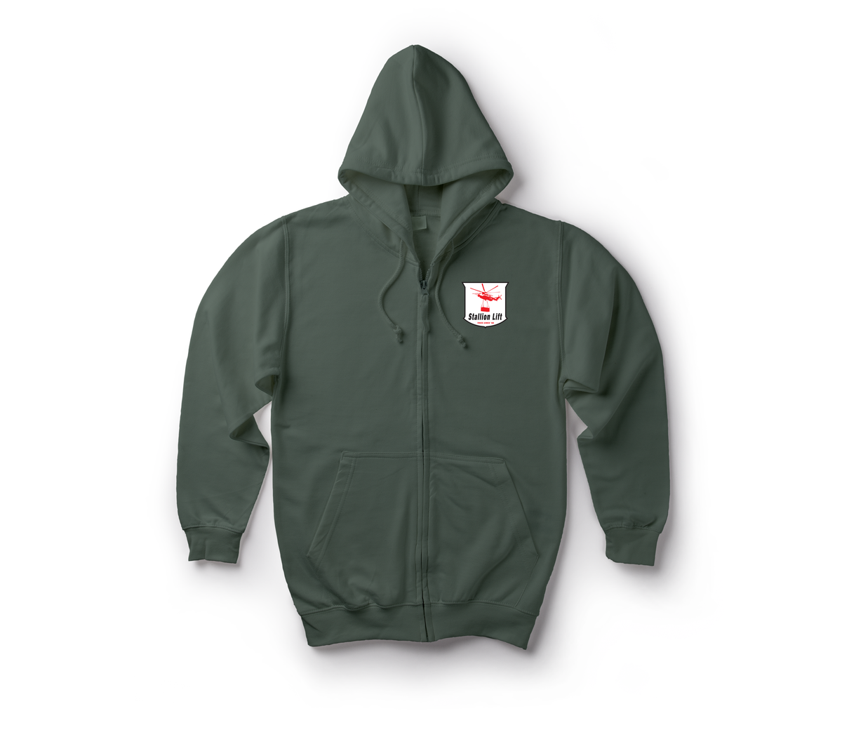 Stallion Lift Zip Hoodie — Forrest Green, front