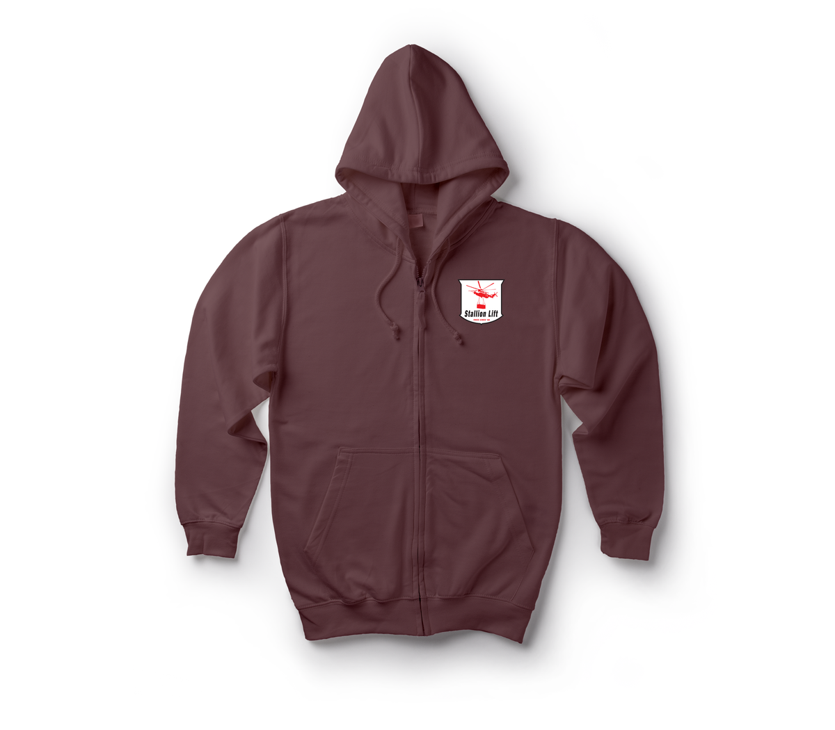 Stallion Lift Zip Hoodie — Maroon, front