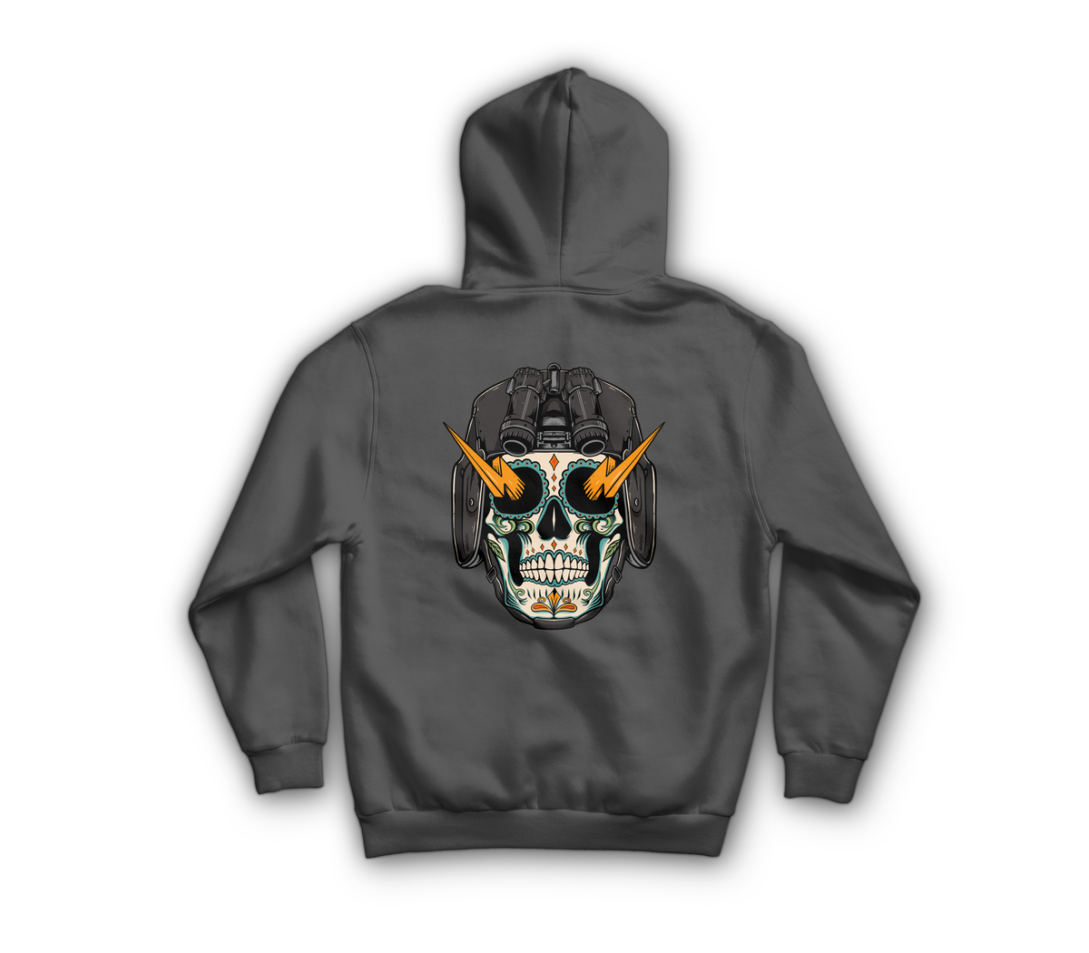 Sugar Skull Hoodie — Charcoal, back