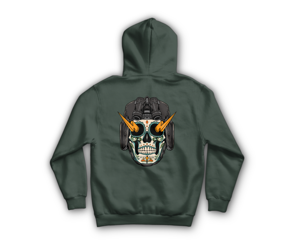 Sugar Skull Hoodie — Forrest Green, back