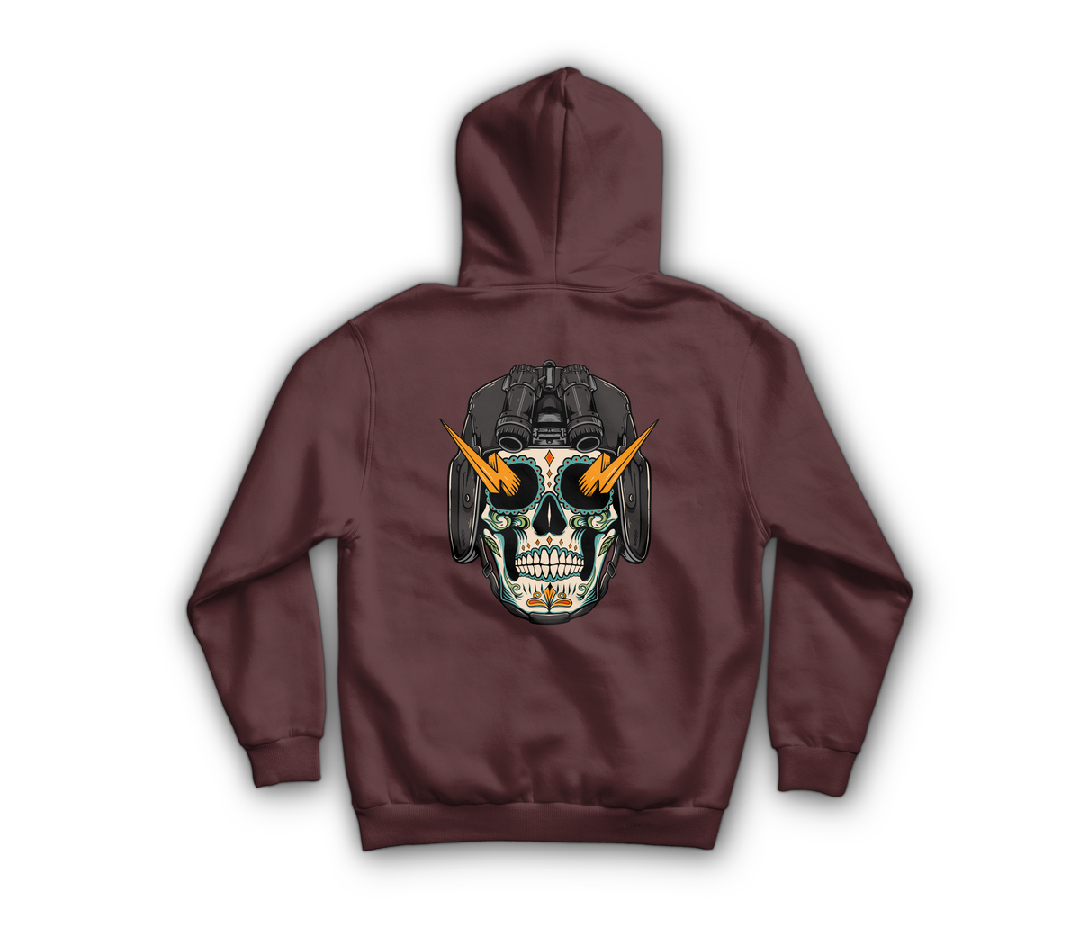 Sugar Skull Hoodie — Maroon, back