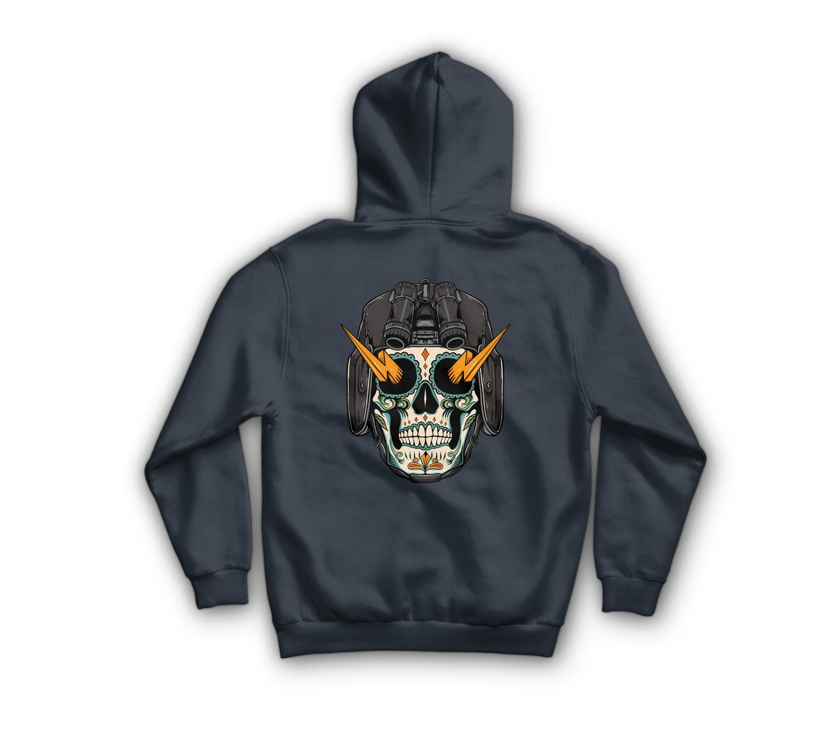 Sugar Skull Hoodie — Navy, back