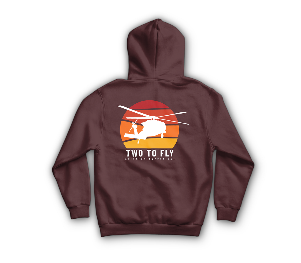 Sunset Hawk Hoodie — Maroon, back