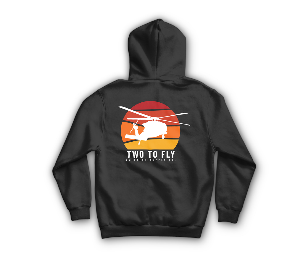 Sunset Hawk Zip Hoodie — Black, back