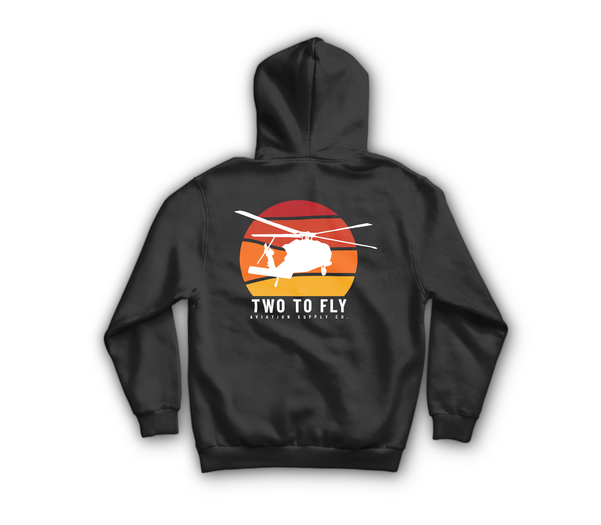 Sunset Hawk Zip Hoodie — Black, back