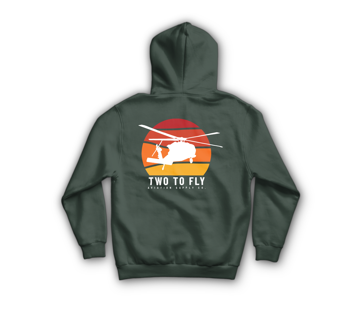 Sunset Hawk Zip Hoodie — Forrest Green, back