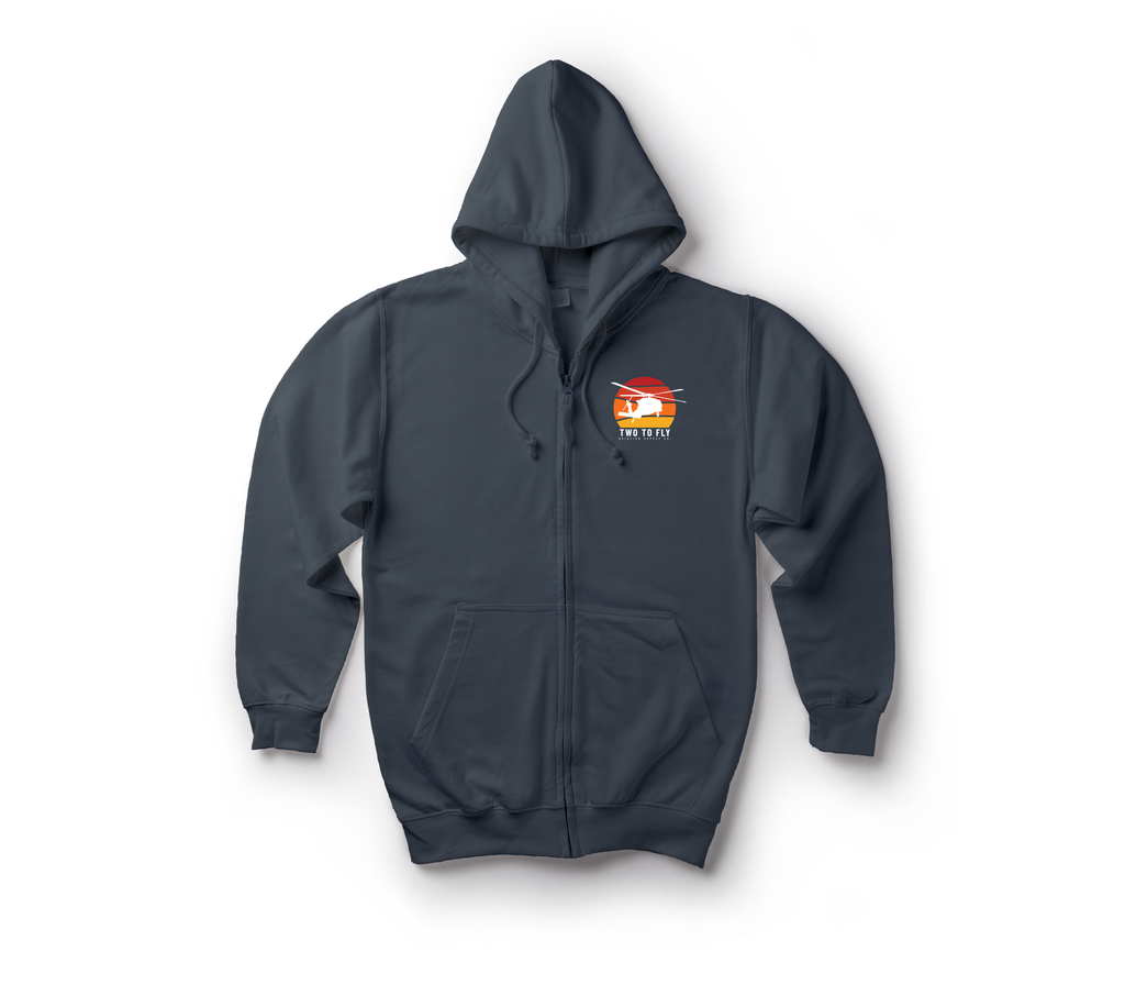 Sunset Hawk Zip Hoodie — Navy, front