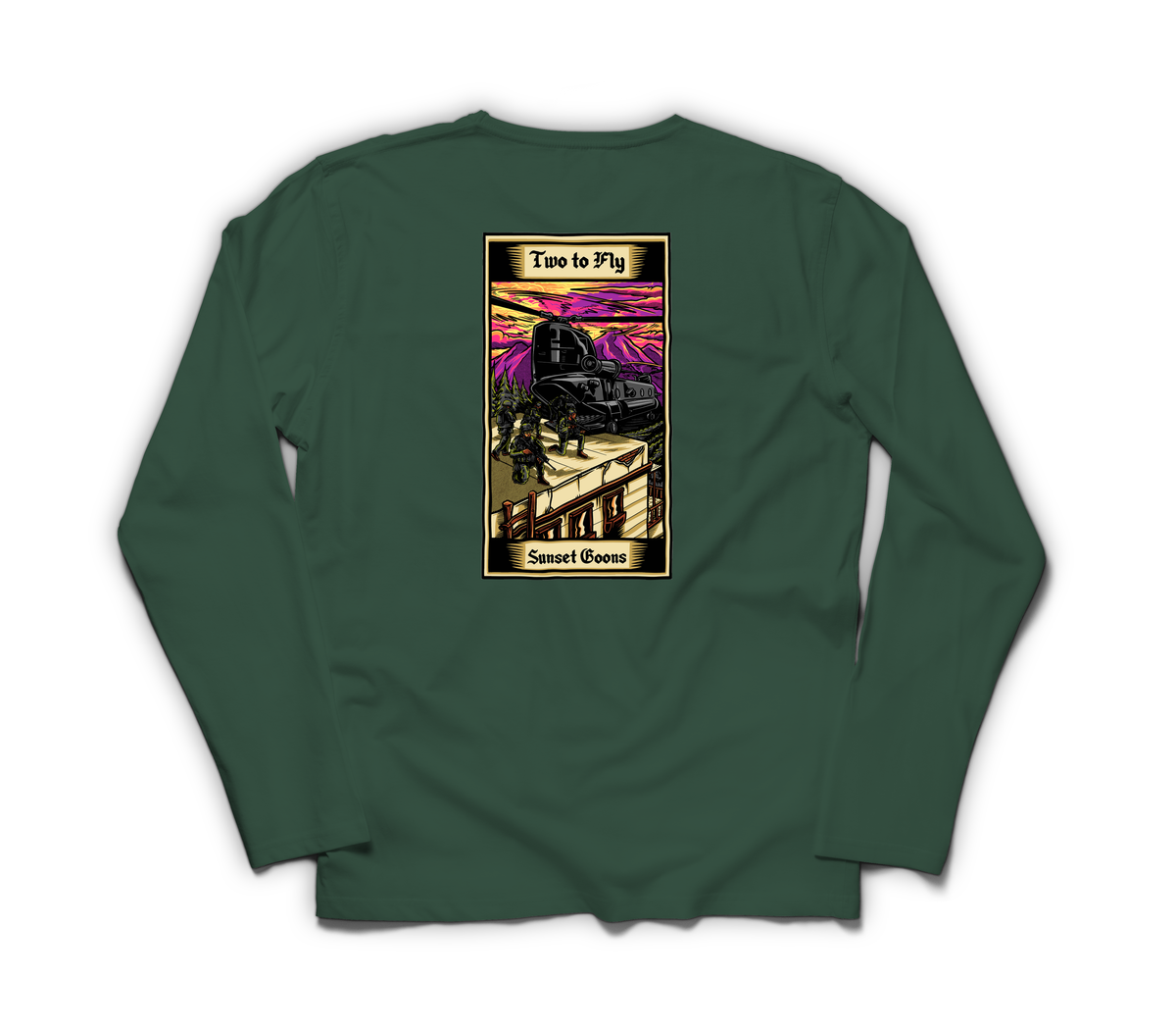Two Goons Tarot Card Long Sleeve — Forrest Green, back