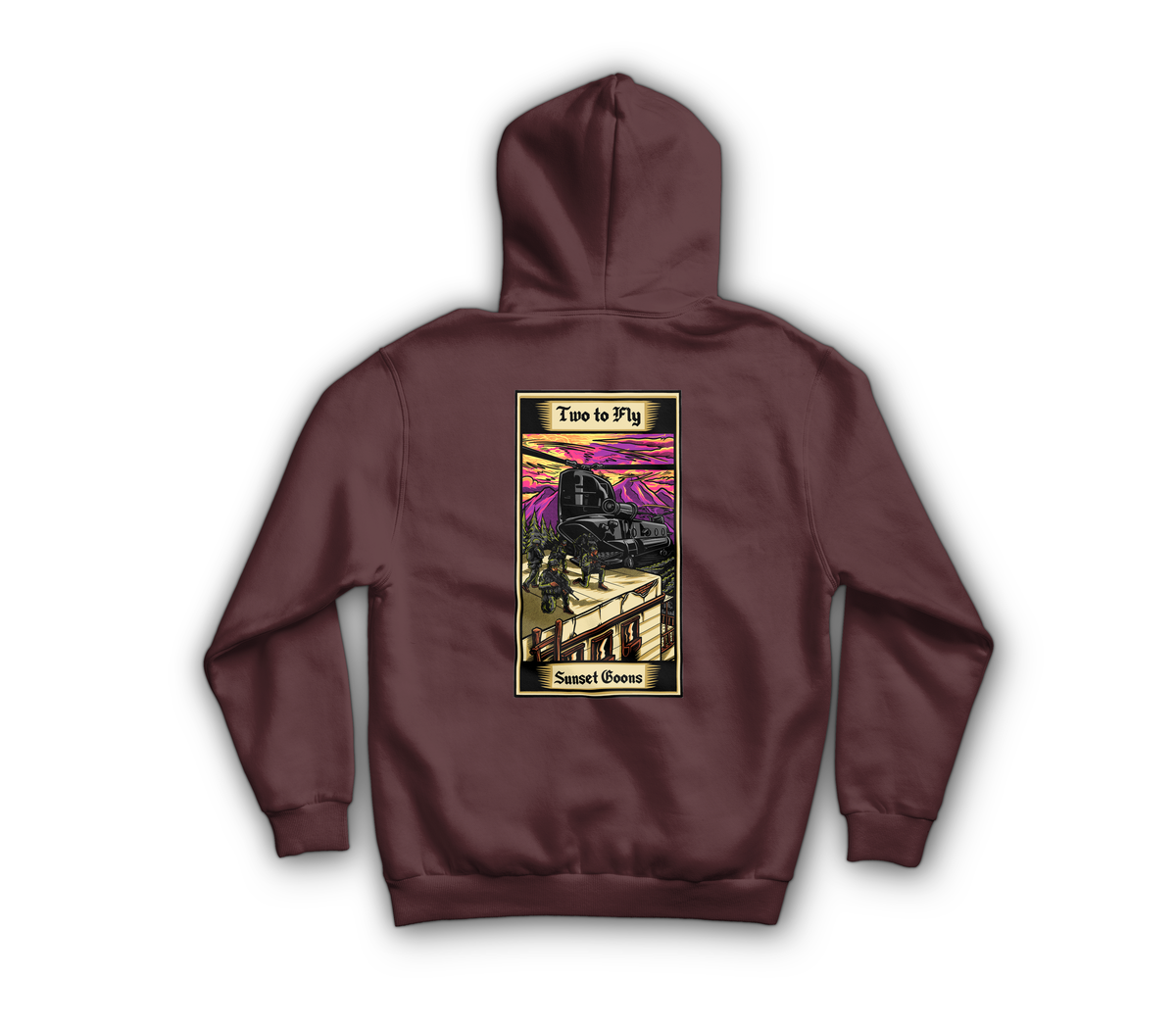 Two Goons Tarot Card Hoodie — Maroon, back
