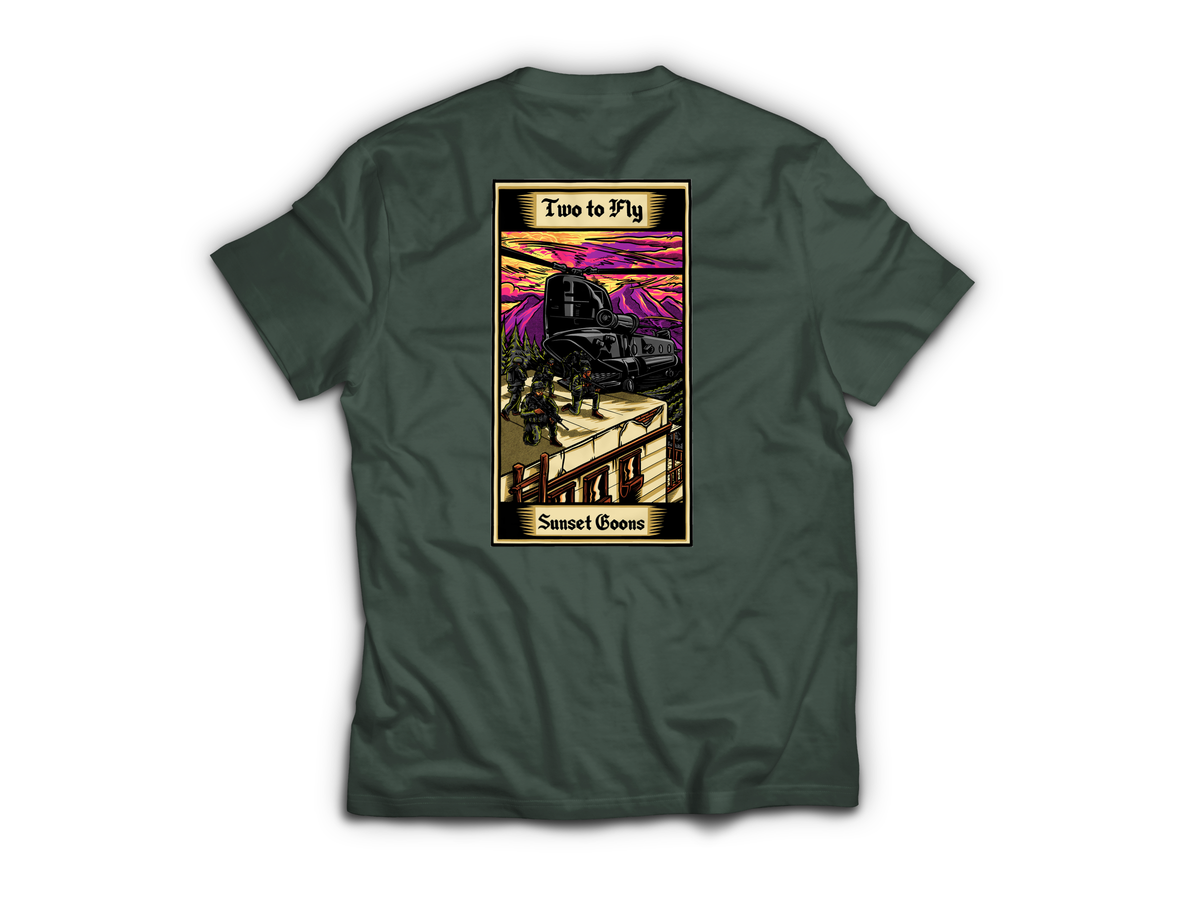 Two Goons Tarot Card T-Shirt — Forrest Green, back