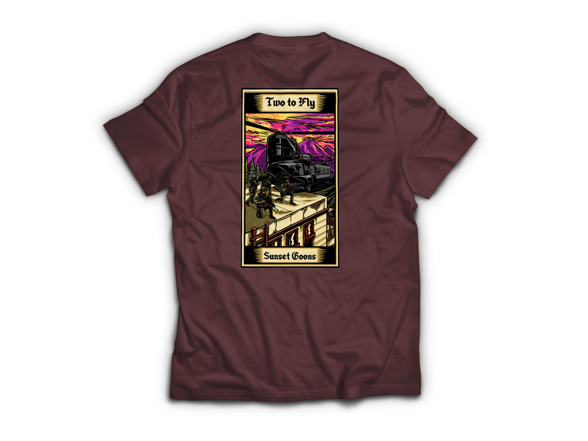 Two Goons Tarot Card T-Shirt — Maroon, back