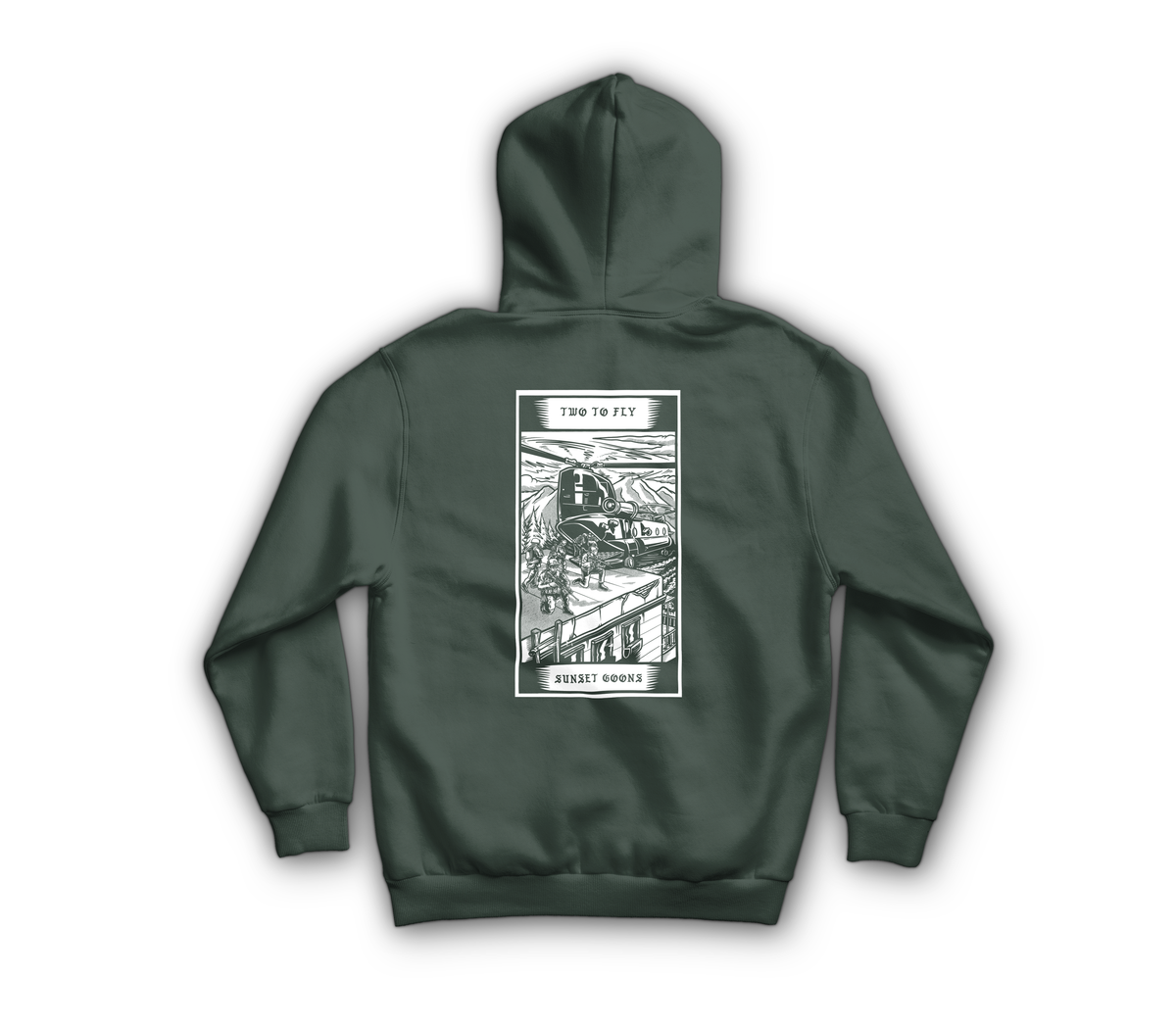 Two Goons Tarot Card Zip Hoodie — Forrest Green, back