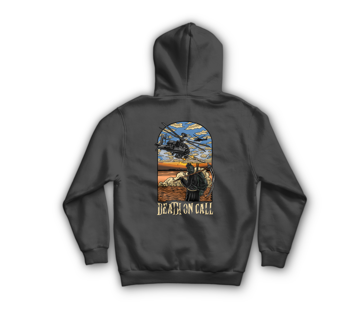 Death On Call Zip Hoodie — Dark Heather, back