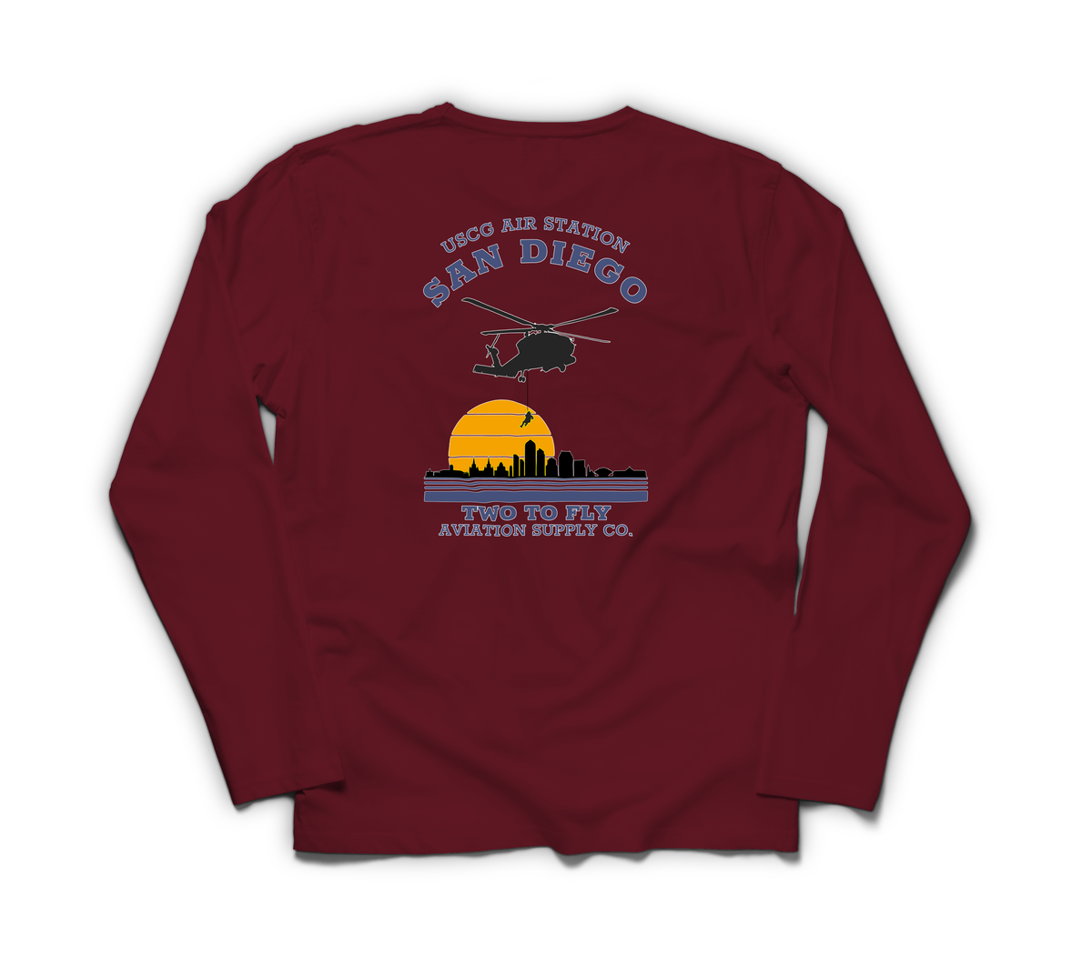 USCG San Diego Long Sleeve T-Shirt — Maroon, back