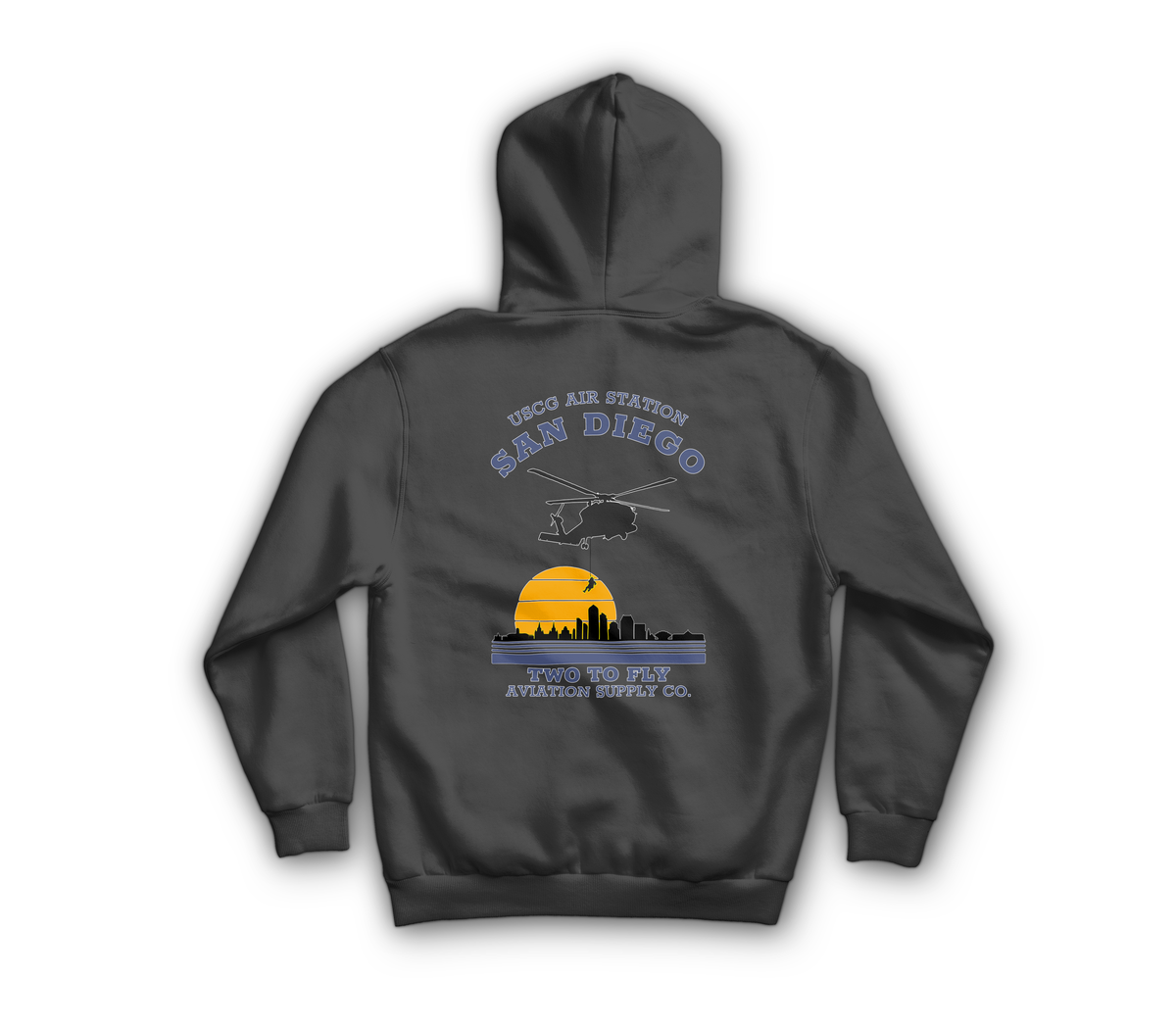 USCG San Diego Zip Hoodie — Dark Heather, back