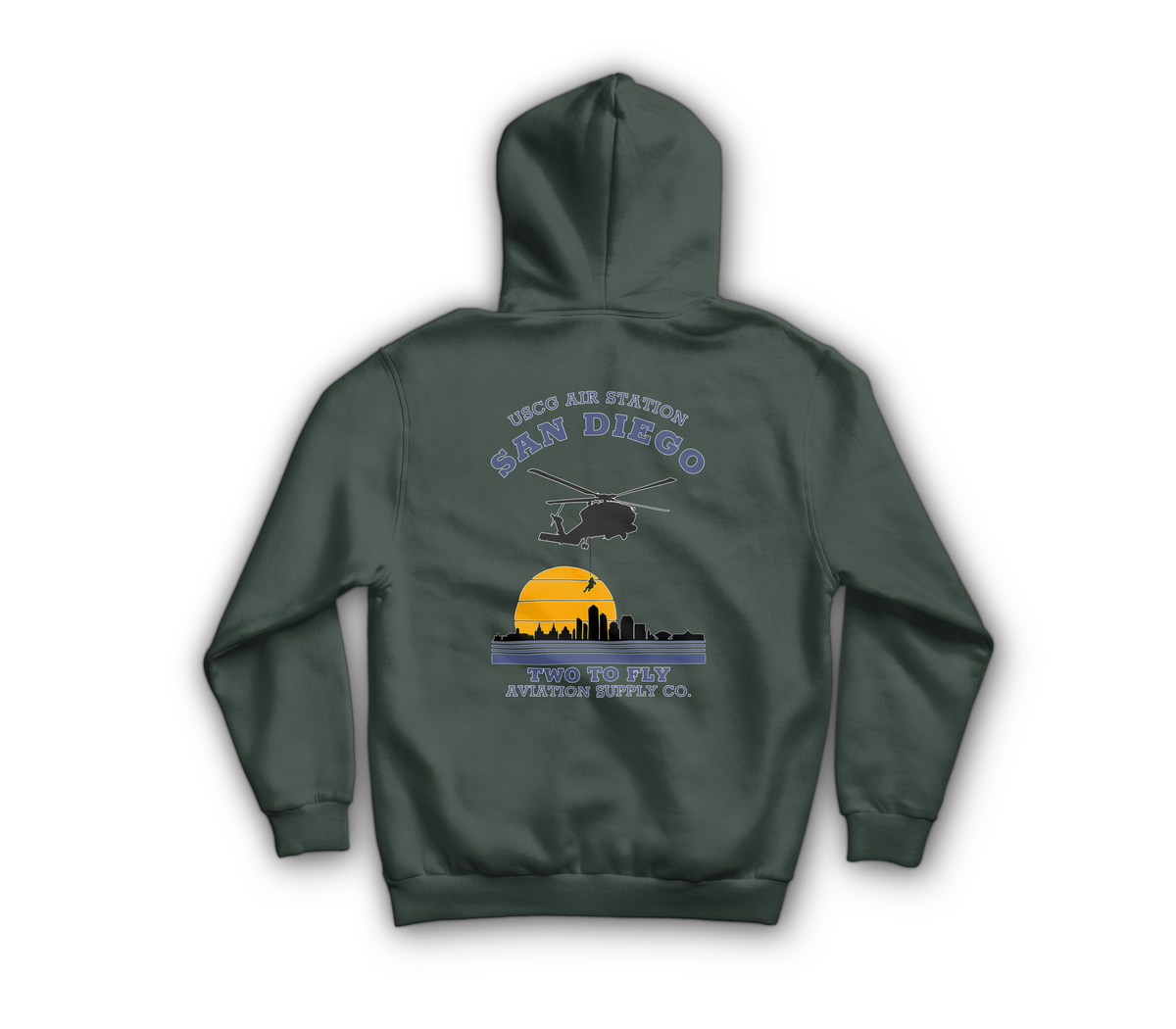 USCG San Diego Zip Hoodie — Forrest Green, back
