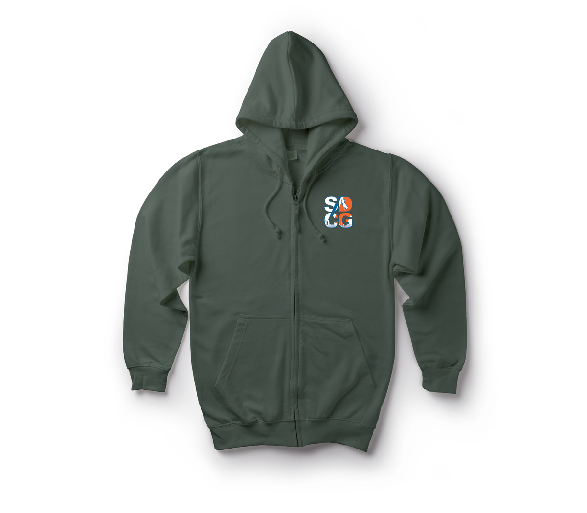USCG San Diego Zip Hoodie — Forrest Green, front