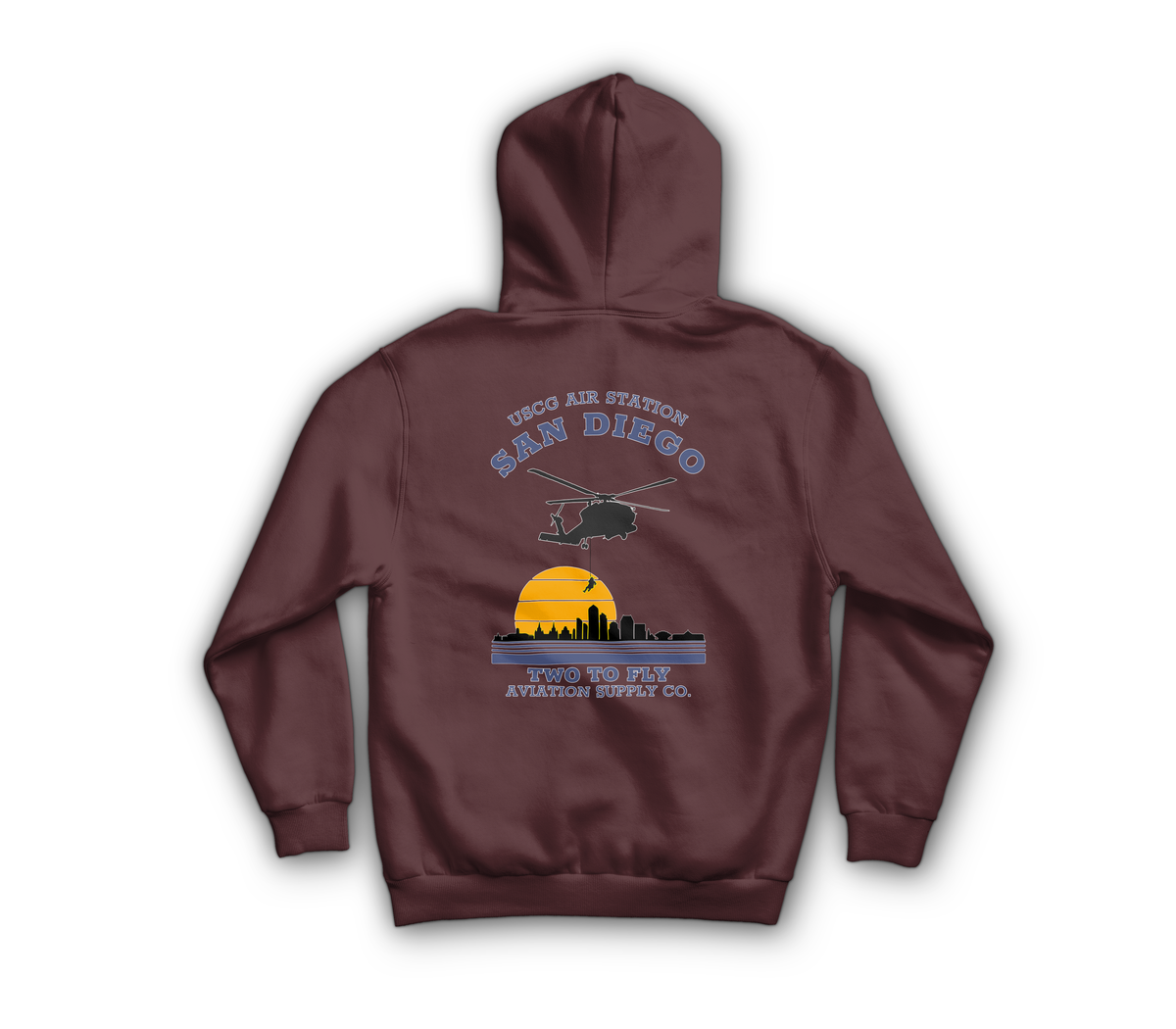USCG San Diego Zip Hoodie — Maroon, back