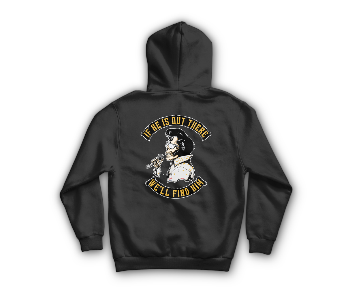 We'll Find Him Hoodie — Black, back